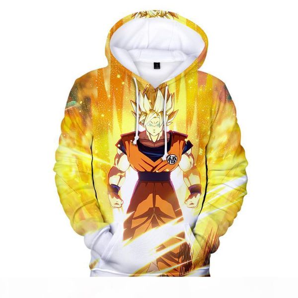 

3d hoodies mens hoodie sweatshirts hooded cap pullovers boy girls anime goku z hoody yellow top, Black