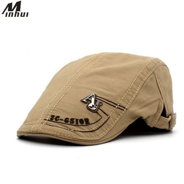 

berets minhui 2021 cotton men beret hats fashion letters casquette flat caps for adjustable male casual hat, Blue;gray