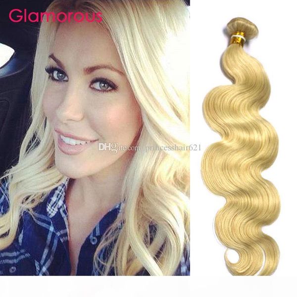 

glamorous malaysian blonde human hair weave bundles 1pc #613 body wave straight peruvian indian brazilian russian human hair extensions 100g, Black