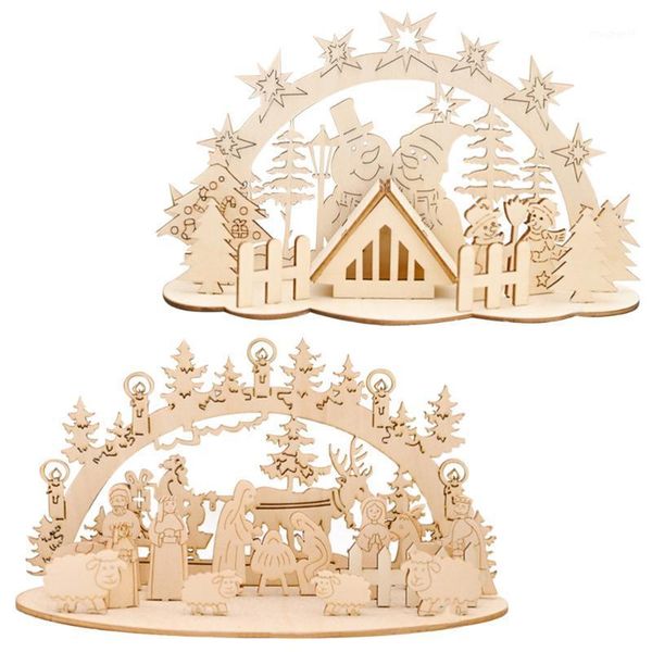 

2pcs xmas wood ornament fine safe diy decor party favor gift wood craft1