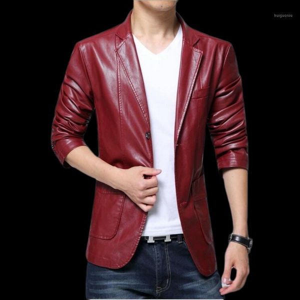 

men retro large lapel leather blazer men autumn blazer slim fit plus size imitation sheepskin wash pu leather jacket1, White;black