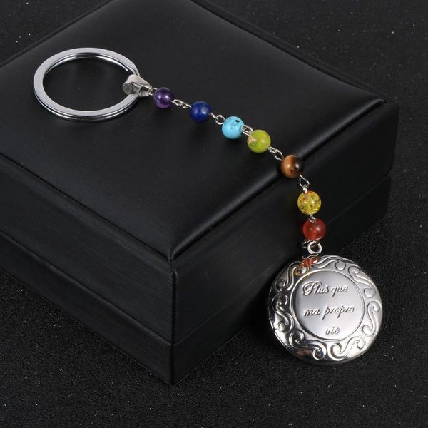 

7 chakra magic p pendant key chain memory floating locket couple anniversary jewelry gift 2020 new keychain key holder, Silver