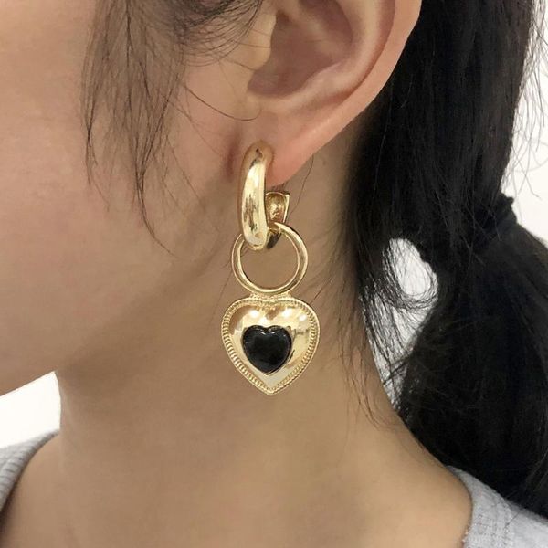 

dangle & chandelier phyanic 2021 vintage baroque resin big love drop earrings gold color metal geometric for women girls party girl jewelry, Silver