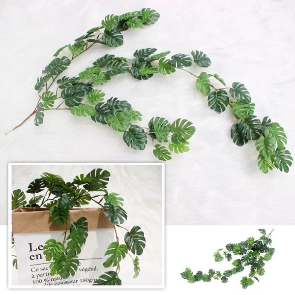 

branch artificial leaves green rattan turtle leaf fake plant living room bedroom decor simulation plant party weeding decoration1