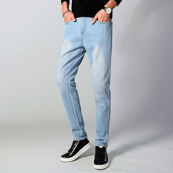 

embroidered men 2020 autumn new korean version of and jeans handsome stretch jeans men's feet g60p7, Blue