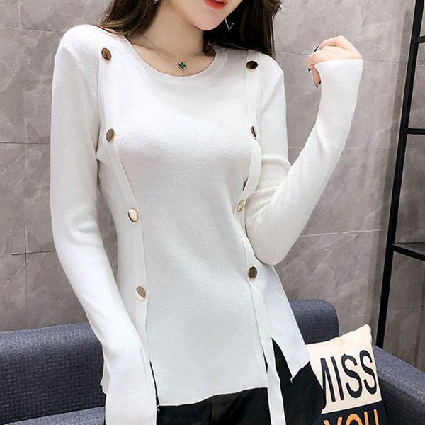 

lucyever pullover women sweater autumn soft elegant o neck long sleeve ladies knitted jumper fashion korean solid new 2020, White;black