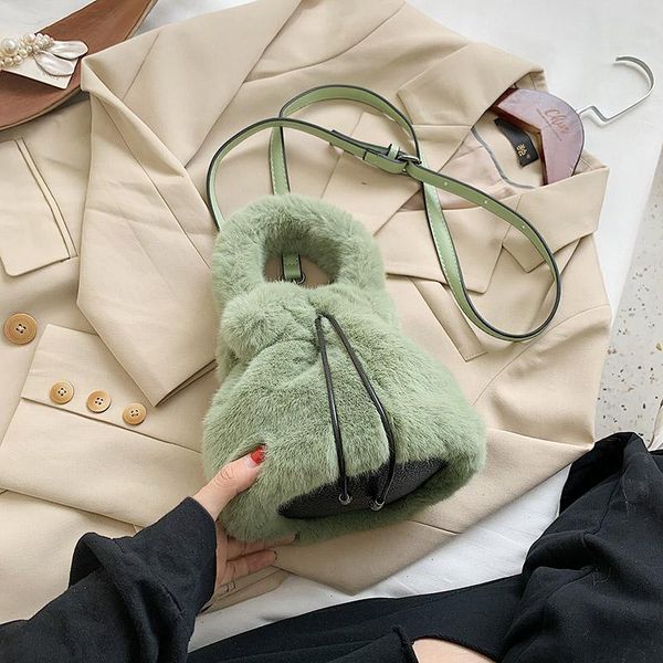 

7 colors elegant female tote bucket bag 2020 new hig quality soft plush women's designer handbag travel shoulder messenger bag