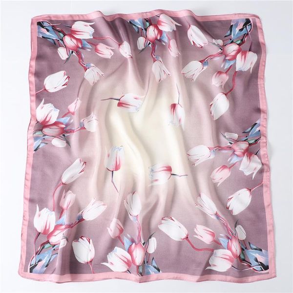 

2020 весна новый trend square шарф женщины небольшое цветочные печать шелковые шарфы высококачественные шали оручает follard bandana femme e, Blue;gray