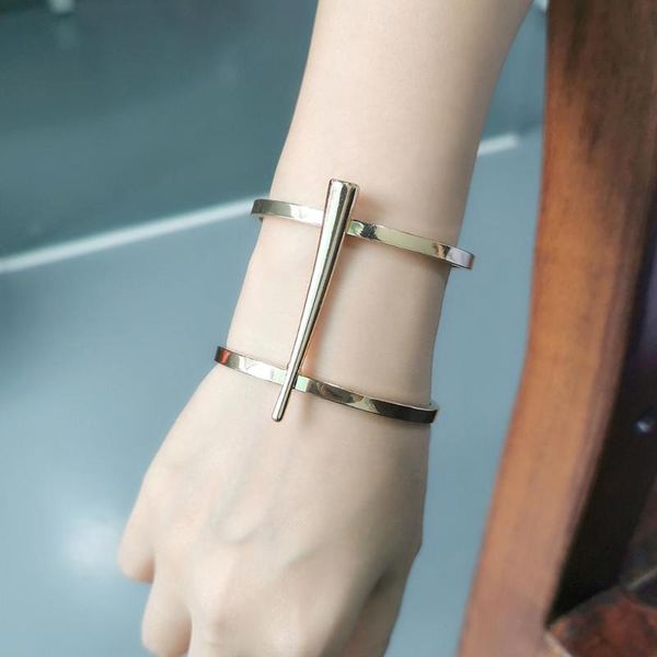 

punk opening metal copper bracelets cuff bangles fashion thick brass statement bracelet for women boho 2020 ethnic jewelry ukmoc, Black