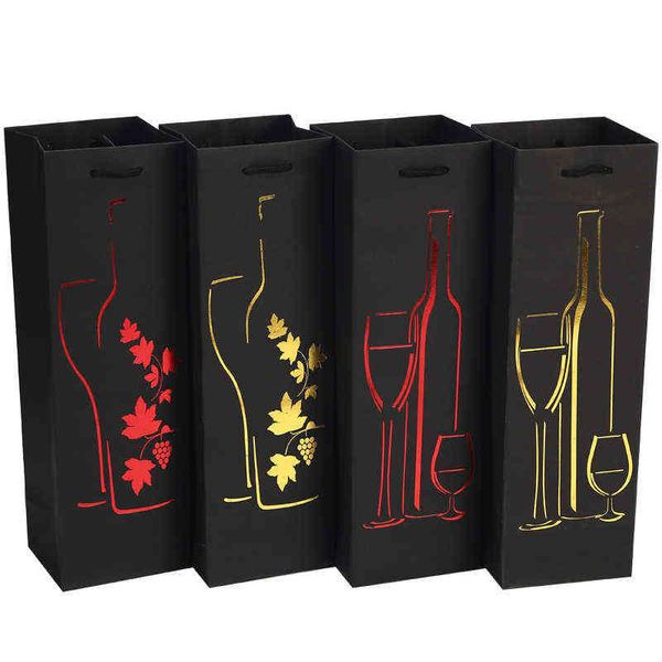 Papel Saco Garrafa de Vinho Festival Festival Festa Saco De Presente Fita Handle Hot-Stamping Vinho Garrafa De Garrafa De Garrafa De Champanhe Saco de Embalagem H1231