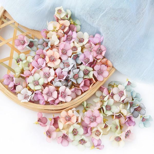

50/100pcs 2cm mini daisy flower silk artificial flower head for wedding home party decoration diy craft wreath gift scra bbymbi