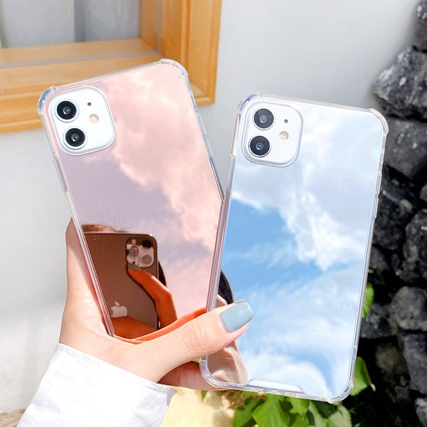 

luxury clear makeup mirror cover for iphone 12 mini 11 pro x xs max xr 8 7 6s plus se 2 2020 silicone shockproof phone case