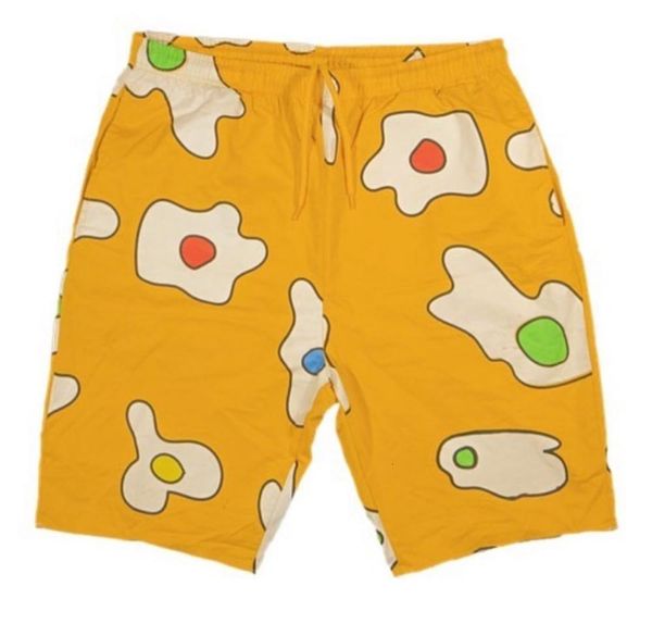 

2021 new luxury egg yolk comfortable tyler the creator golf fire flame skateboard street cotton casual shorts #n268 0kst, White;black