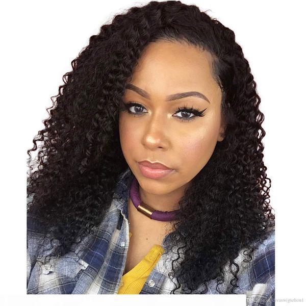 

curly 360 lace frontal wig pre plucked with baby hair remy human hair deep wave full lace front wigs for black women, Black;brown