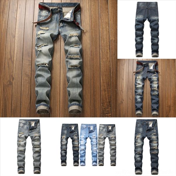 

xagk2 men clothing sknny patch pocket jeans pants side striped denim hole straight jeans for man cotton pants men jeans sknny pencial, Black