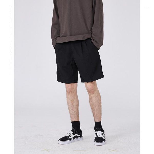 

2020 summer new men shorts korean tide casual loose short trousers solid color mens streetwear hip hop shorts zipper knee length1, White;black