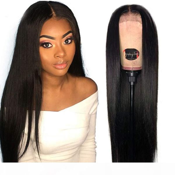 

pre plucked silky straight lace front wigs synthetic middle part fashion black women heat resistant natural long black full lace front wig