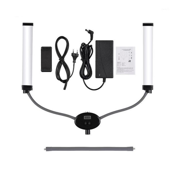

flash heads fx-480ii dual arm led video lamp fill lights bi-color 3200-5500k color temperature light strips with flexible hoses lcd screen1