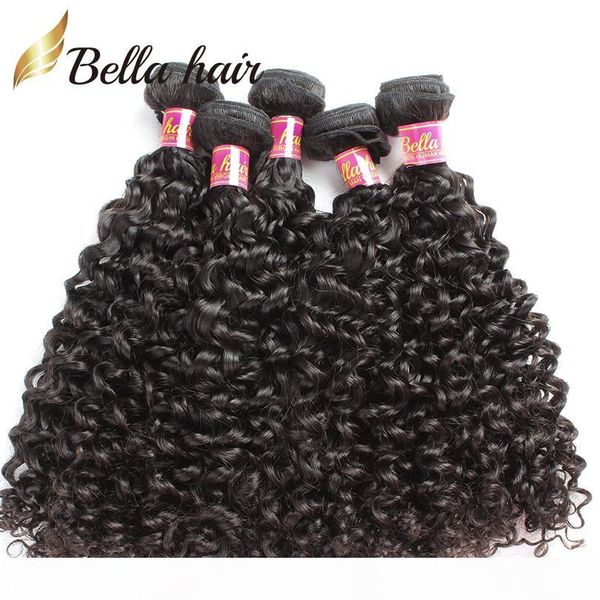 

bellahair 100% human virgin hair extensions weaves curly wave hair wefts malaysian unprocessed hair bundles double weft 3pcs, Black