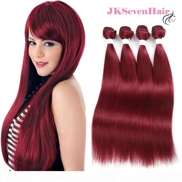 

99j indian virgin hair extensions 4 bundles lot red #99j straight malaysian peruvian brazilian hair wefts, Black
