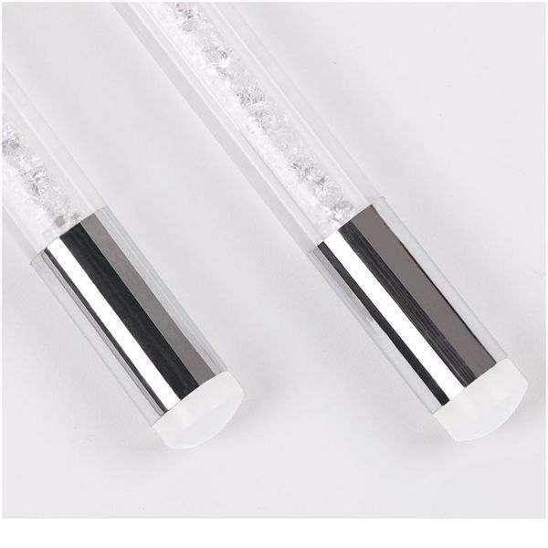 

sponge sile stamper heads nail art gradient brush pen painting dotting double end tips diy rhinestone handle manic jllqiu, Silver