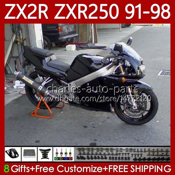 Глянцевое черное тело для Kawasaki ninja ZX2R ZXR250 ZX 2R 2 R R250 ZXR 250 89-98 85NO.1 ZX-2R ZXR-250 91 92 93 94 95 96 97 98 ZX-R250 1991 1992 1993 1994 1995 1996 1997 1997