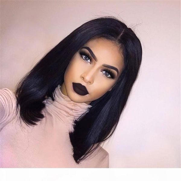 

high density glueless full lace human hair wigs for black women 7a malaysian natural straight lace front human hair wigs, Black;brown