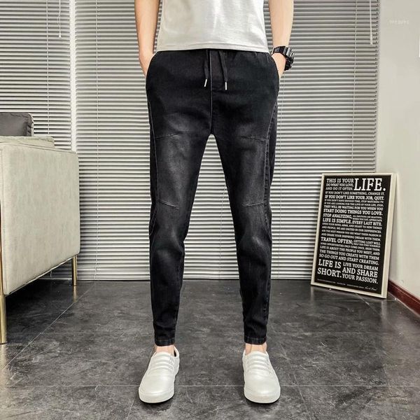 

2020 autumn new jeans men's loose joker feet harlan nine-point pants korean fashion casual pants1, Blue