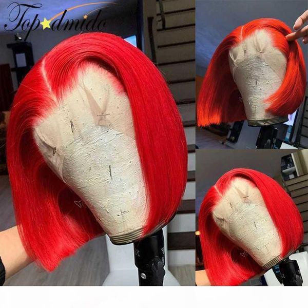 

dmido red short hair bob cut wigs 8"-16" inches 13x6 remy human hair lace front wigs 150% density 180% density, Black;brown