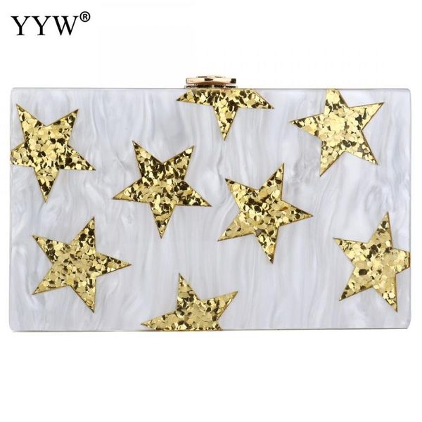 

2020 new elegant brand women shoulder clutch bag fashion messenger bag sequins acrylic star party evening shoulder box clutch