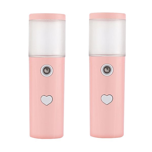 

2x portable mini sprayer 30ml nano face hydration moisturizer pink
