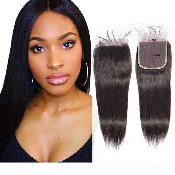 

indian human hair 5x5 lace closure middle three part 5*5 lace closure straight virgin hair closures, Black;brown