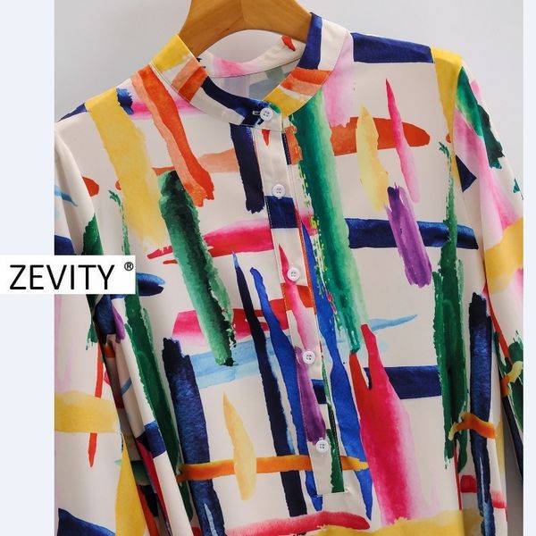 

zevity women vintage long sleeve colorful tie dyed painting casual shirt dress lady bow tied sashes vestidos midi dresses ds4206 lj201202, Black;gray