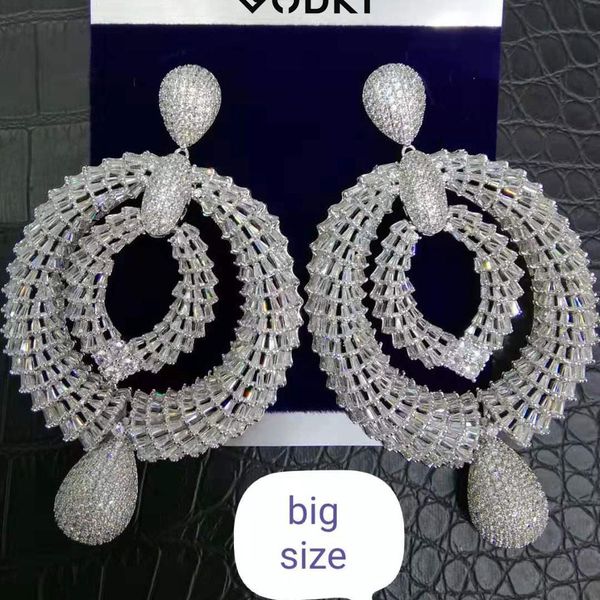 

godki luxury big bold nigerian necklace earring jewelry sets for women wedding cubic zircon dubai bridal jewelry sets, Silver