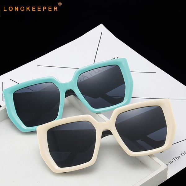 

sunglasses longkeeper oversize square women vintage big frame sun glasses blue beige shades fashion gafas de sol, White;black