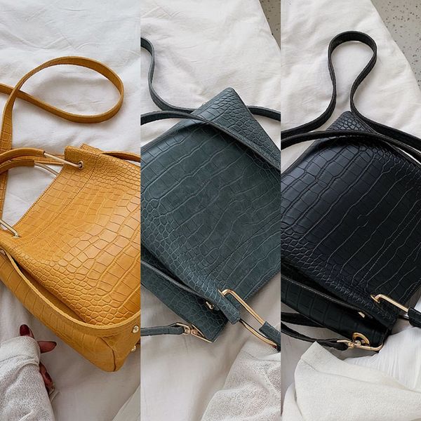 

new alligator design women's in autumn winter 2019 personalized fashion bucket bucket hand handbag fashion one shoulder straddle bag gb