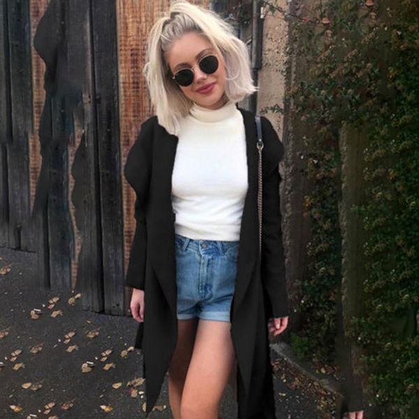 

new arrive women casual wild loose trench coat fashion hooded trench cardigan with sashes loose windbreaker female coat, Tan;black