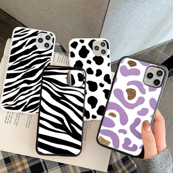 

симпатичный белый черная корова zebra печати телефон case 12 11 pro xr x xs max мягкая обложка для iphone se2 7 8 6 6s plus 5 funda