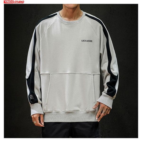 

men's hoodies & sweatshirts drop mens japanese cotton patchwork sweatshirt streetwear solid baggy casual male pullover, Black