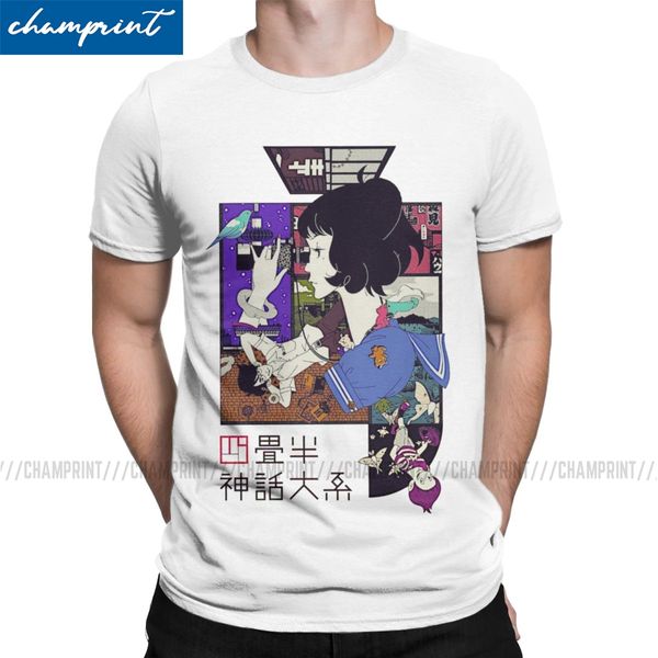 

tatami galaxy anime men's vintage o neck yuasa watashi manga tees short sleeve new arrival sport hooded sweatshirt hoodie men t shirt