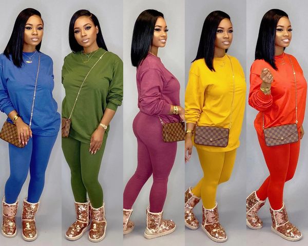 

womens two piece sets female mid waist long pants 2pcs candy color sports wear casual jumpsuits ladies two pieces outfit suits, Gray
