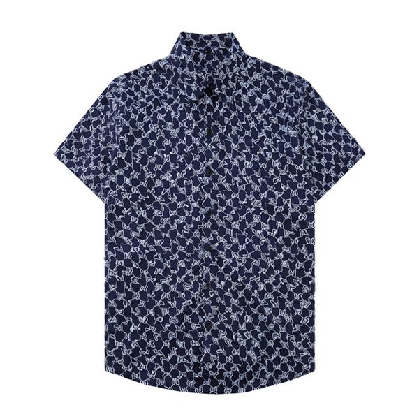 

2022 luxurys designers blouse shirts men's camisas de hombre fashion geometric letter print casual shirts men short sleeve turn down co, White;black