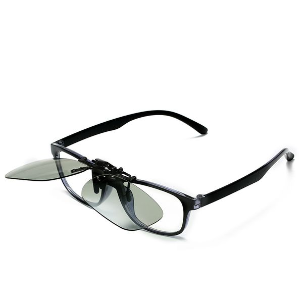 

2020 square pchromic sunglasses clip men polarized chameleon discoloration driver sun flip up myopia glasses