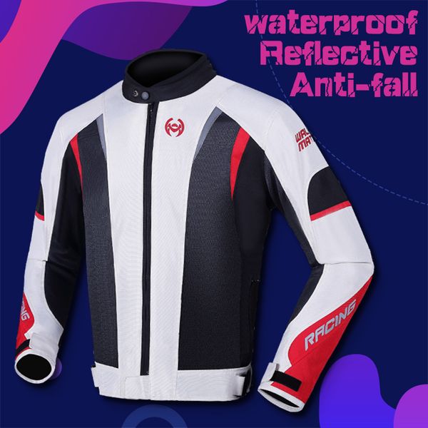 

adventure/touring reflective motorcycle jacket for men waterproof motorbike ce protective jackets 600d oxford cloth 4-season, Black;red