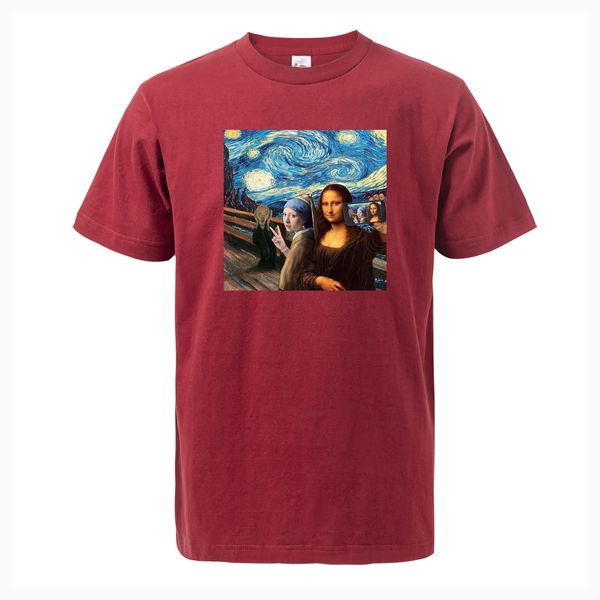 

mona lisa print new summer hip hop style streetwear vintage harajuku short sleeve fashion new pullover hooded sweatshirt hoodie men t shirt