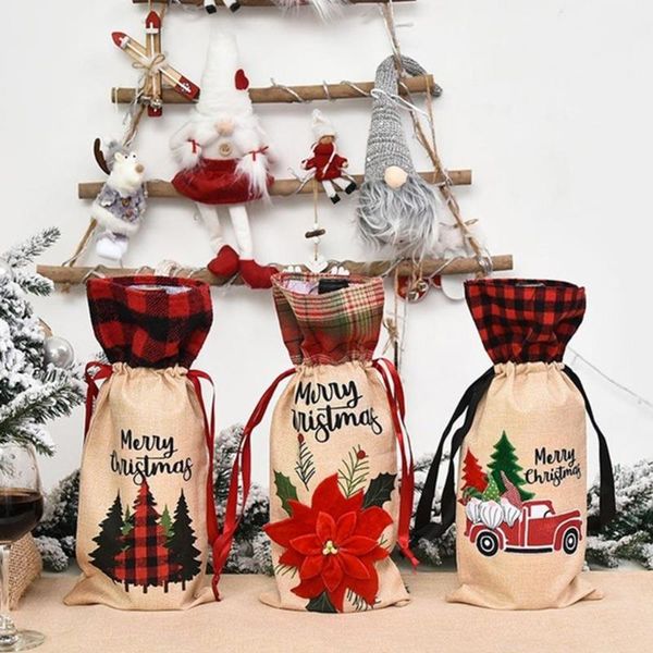 

festival ornament red wine suit wine bottle bag fashion beautiful party supplies champagne package santa claus christmas decor