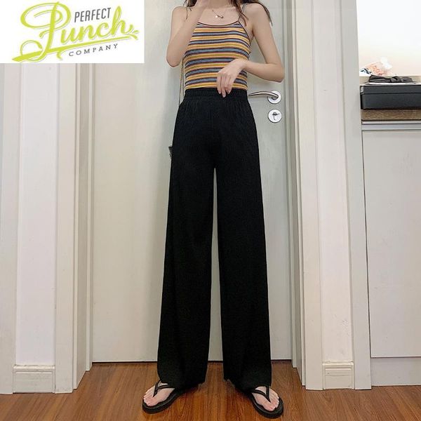 

women's pants & capris pleated wide leg casual loose high waist for women slim spring summer spodnie damskie ssw02 pph282, Black;white
