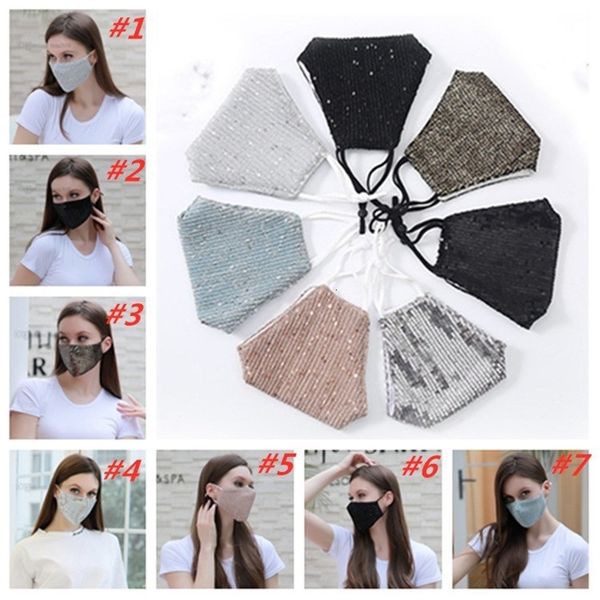 

sequin fashion face anti-dust sunscreen mask washable soft against designer masks t2i51187 e30g#