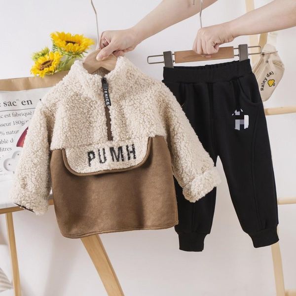 

детские зимние новые lambs wool top trend letter дети утолщенные плюшевые теплый свитер детская одежда baby girl одежда, White
