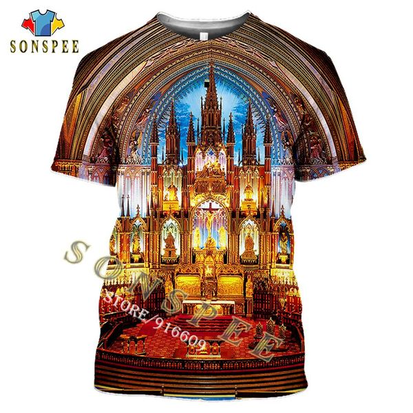 

church building summer 3d print shirts harajuku kawaii comics men clothing